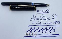 Vintage MONTBLANC 24 Resin Fountain Pen- 14k F Fine Pt Nib- Germany-SERVICED- 22