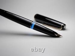 Vintage Montblanc 22 Fountain Pen-Jet Black-14K Gold OM Nib-Germany 1960-1970