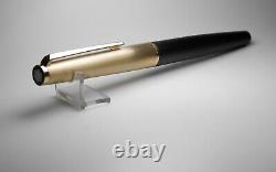 Vintage Montblanc 224 Fountain Pen-Matt Gold & Black-14K Nib-Germany 1970s