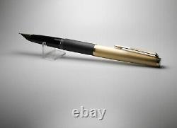 Vintage Montblanc 224 Fountain Pen-Matt Gold & Black-14K Nib-Germany 1970s