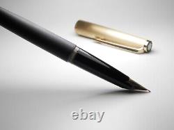 Vintage Montblanc 224 Fountain Pen-Matt Gold & Black-14K Nib-Germany 1970s