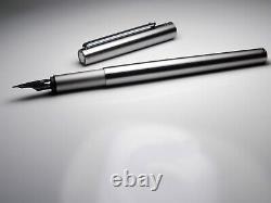 Vintage Montblanc Noblesse Slimline Fountain Pen-Brushed Steel-Germany 1980s