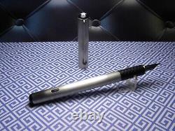 Vintage Montblanc Turbo Fountain Pen-Brushed Steel-Steel Nib-Germany 1970s