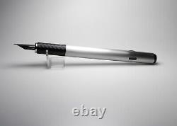 Vintage Montblanc Turbo Fountain Pen-Brushed Steel-Steel Nib-Germany 1970s